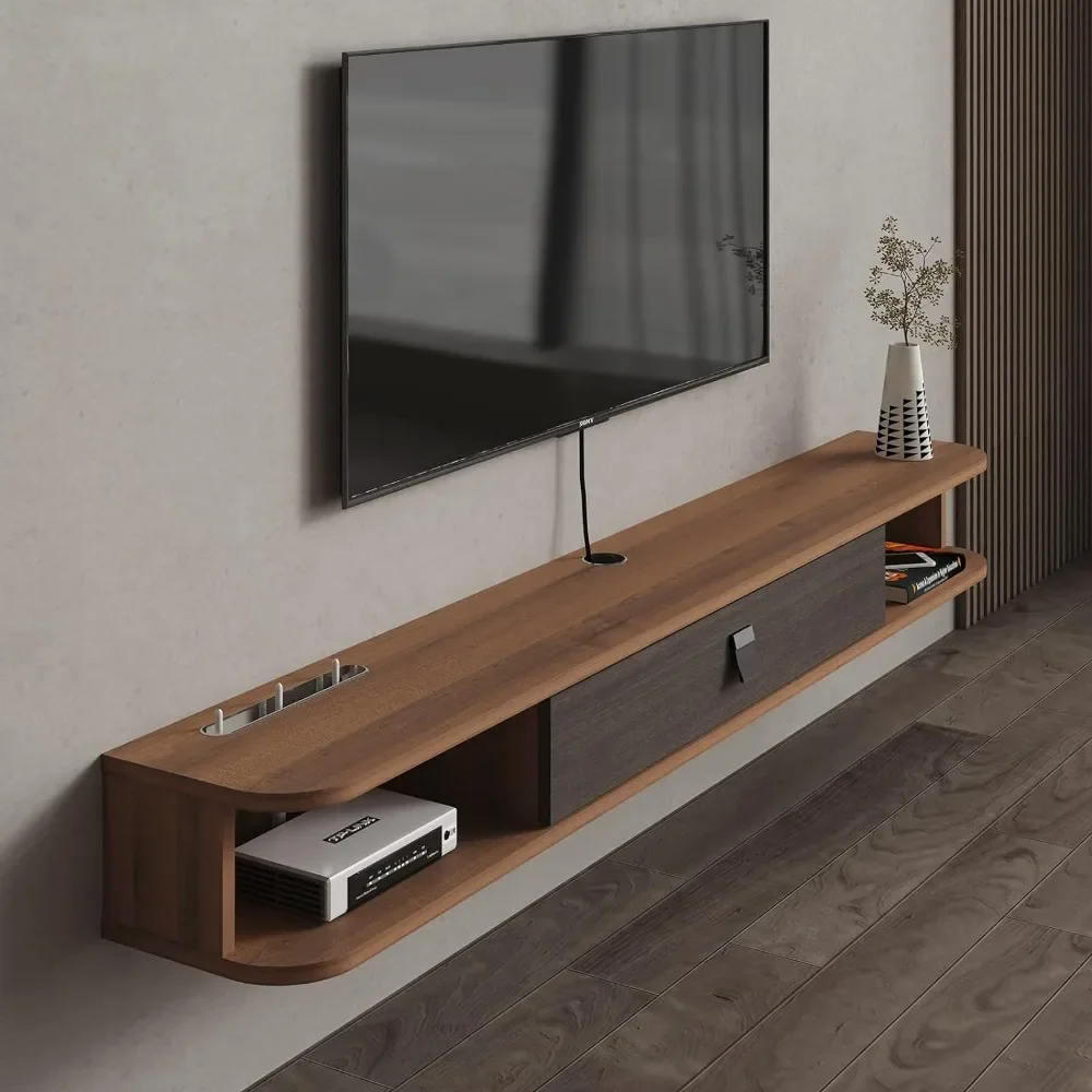 

Floating TV Shelf, 70'' Wall Mounted TV Stand Floating TVs Console Media Entertainment Under TV Shelf for Bedroom Livingroom