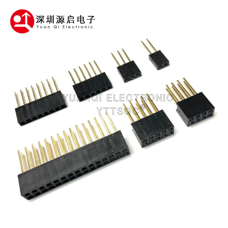 2.54mm Enkele Dubbele Rij Vrouwelijke Socket 1X5/6/8/10/15/16/40 2X3/4/20/18/40 Lange pins PC104 11mm PCB Board Pin Header Voor Arduino