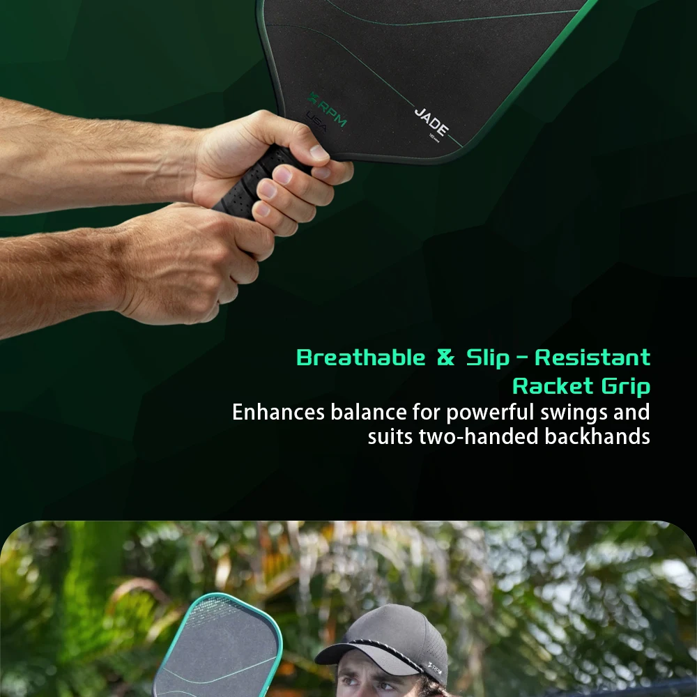 RPM Jade Thermogeformter Pickleball-Schläger mit Karborund-Oberfläche und MPP-Schaumkern für Verbesserten Spin, Geeignet für Fortgeschrittene Spieler – Detail 9