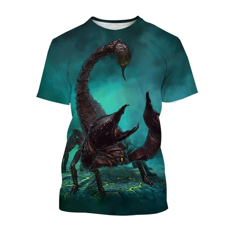 1 Piece Custom Your Picture Men'S 3D Print Scorpion Tshirts Vintage Casual Round Neck Animal Tees Tops Streetwear Short-Sleeved