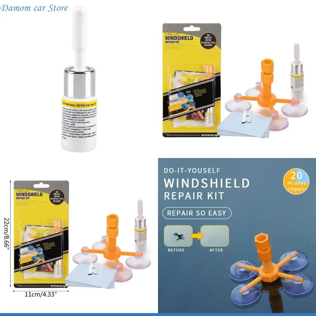 A2UC Windshield Repair Fluid Resin Quick Fix Car Cracked Glass Auto Windscreen Sealer
