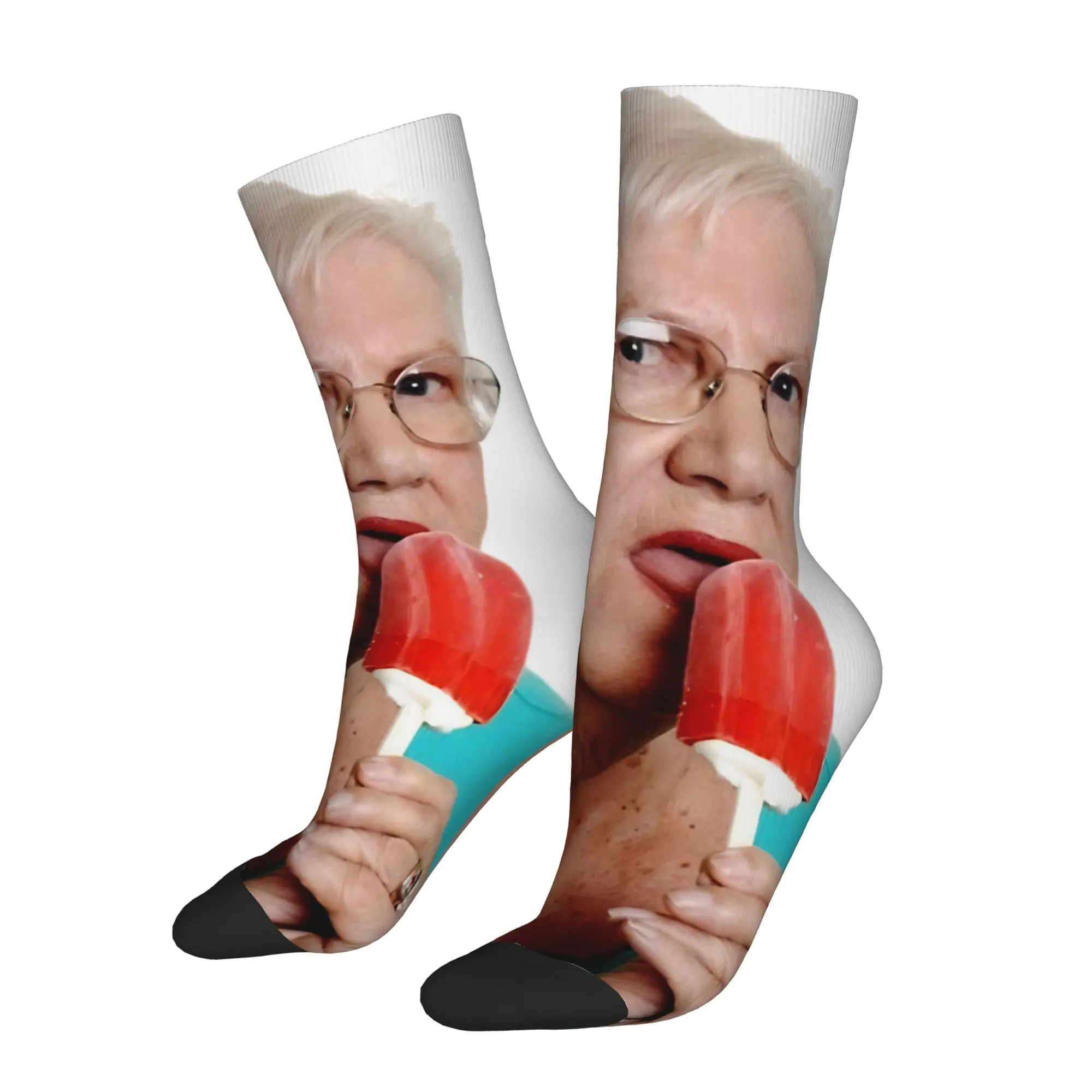 New Male Men Socks Novelty Grandma Granny Ice Cream Funny Sock Polyester  Sport Women Socks Spring Summer Autumn Winter