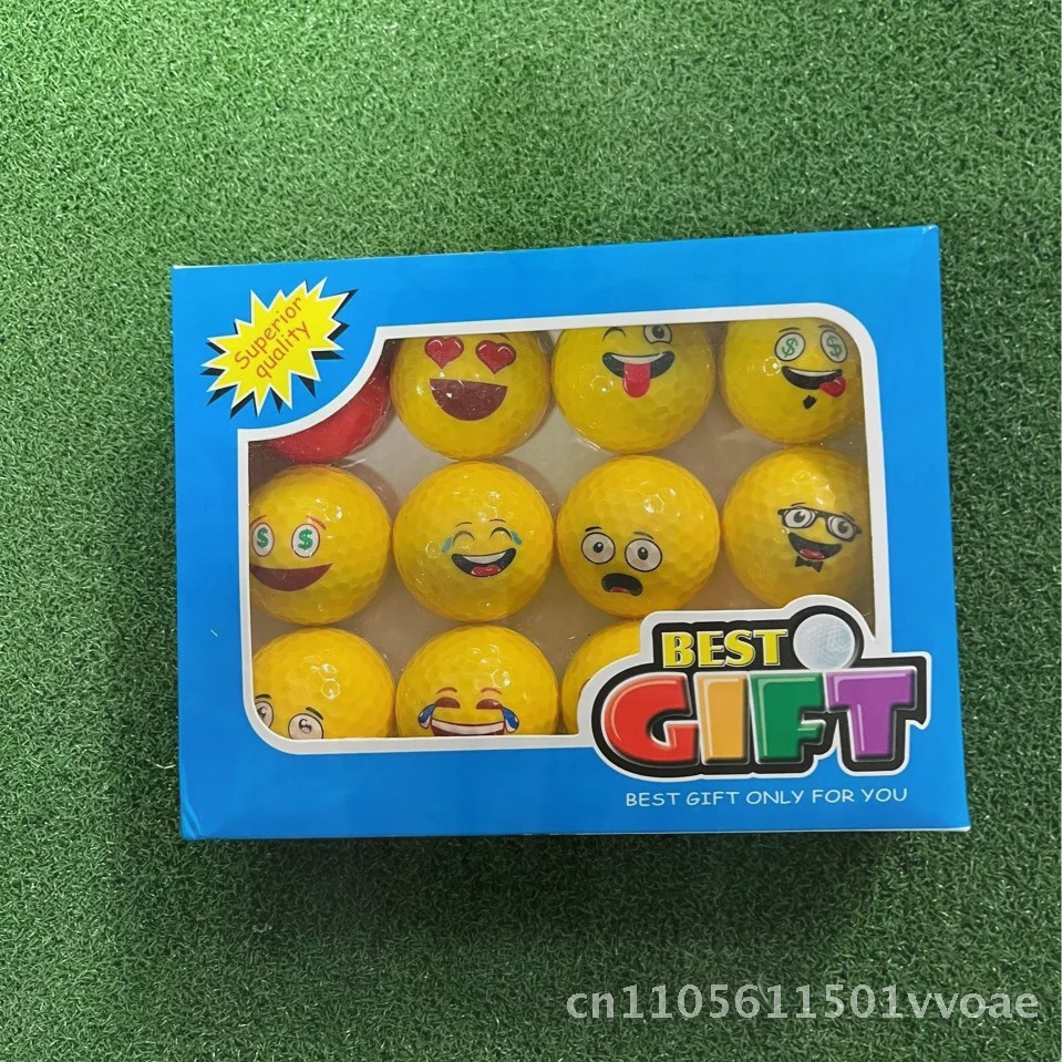 12 قطعة كرة جولف هدية صندوق ملون الكرتون نمط التعبير كرات المطاط الاصطناعي غطاء Surlyn مرونة عالية الرياضة هدية #4