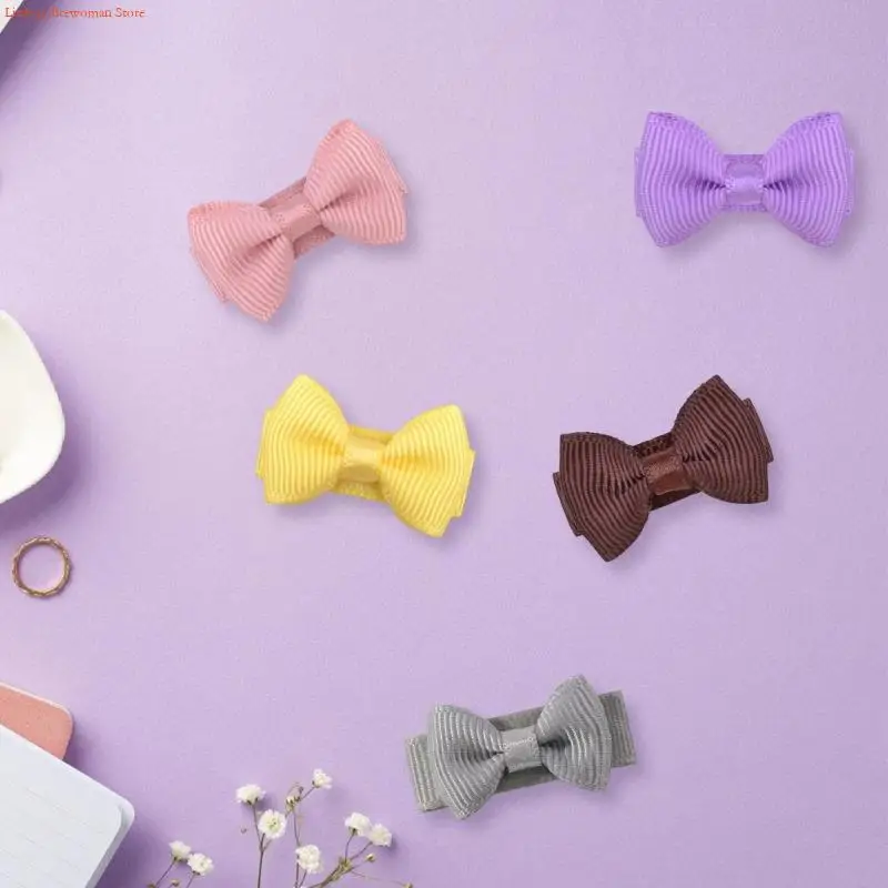 F92D 20Pieces Bowknot Hair Clip Side Hair Barrettes For Baby Girl with Vibrant Color