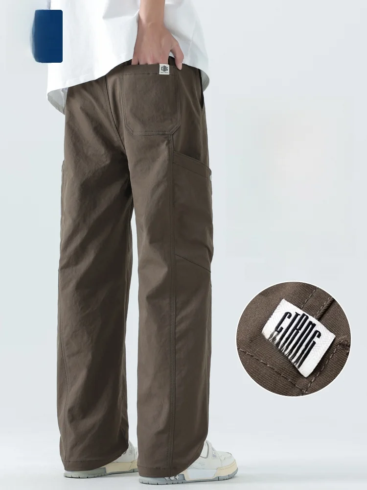 

Loose Straight Leg Workwear Pants Earth Tone Casual Men's Spring Autumn Sle American Leisure Long Trousers Faionable Youth