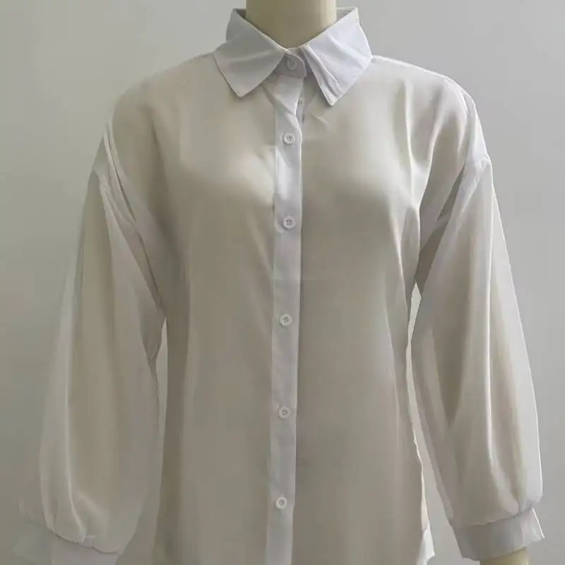 

Новая женская рубашка | Легкая дышащая, однотонная, прямая планка на пуговицах, лацканы, с длинными рукавами, верхняя одежда и защита от солнца.