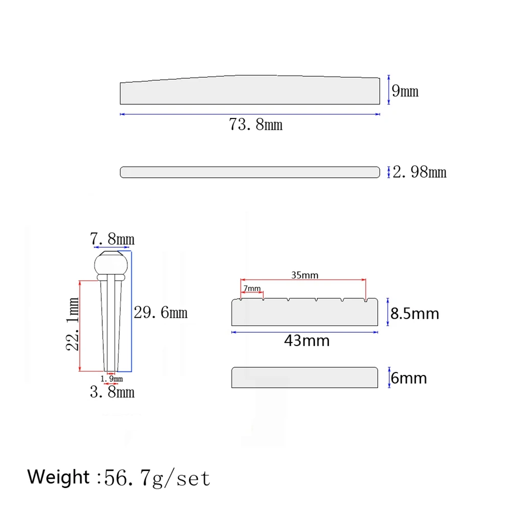 บรัสบริดจ์ รีด คริสตัล ดีไซน์สำหรับชุดเปลี่ยนอะไหล่กีตาร์อะคูสติก ทนทาน ใช้งานได้ยาวนาน วัสดุพรีเมียม พื้นผิวเรียบ