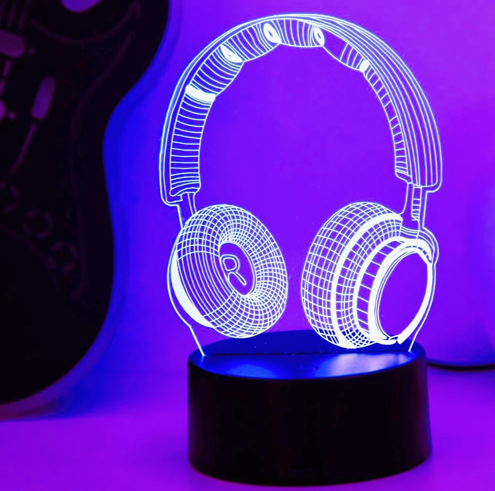 

3D Night Light Gaming Headset Bedroom Game Room Desktop Ambient Light USB Touch Type Seven Color Color Changing Lights