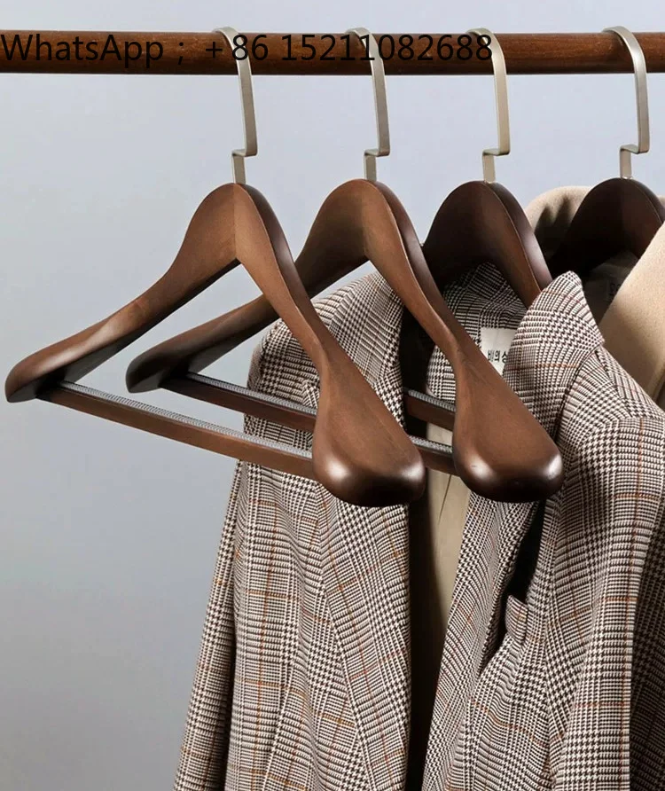 SCY wide shoulder solid wood hanger household high-end suit coat wooden clothes hanging wooden non-marking clothes support