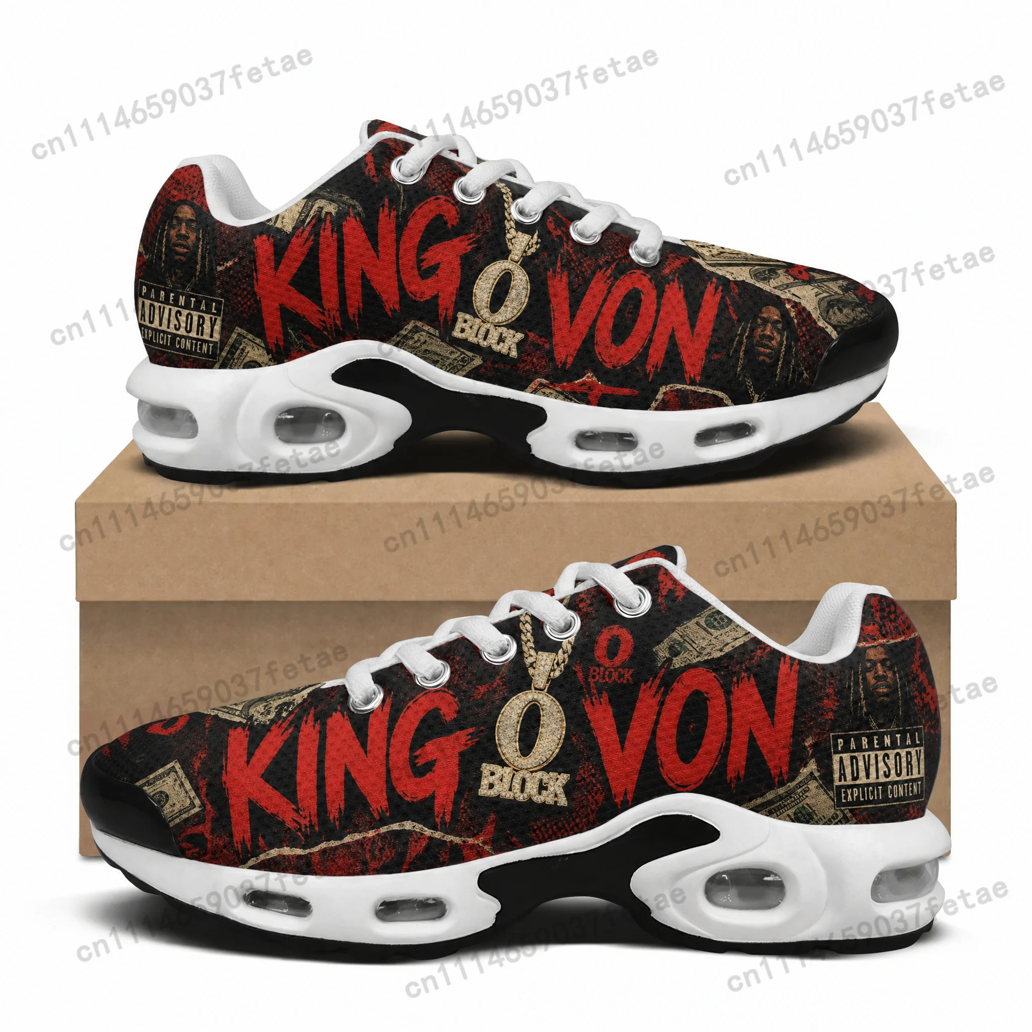 King Von Cushion Sneakers Hip Hop Rock Mens Womens Lightweight Sports Shoes Custom Couple Cool Popular Leisure Sneaker