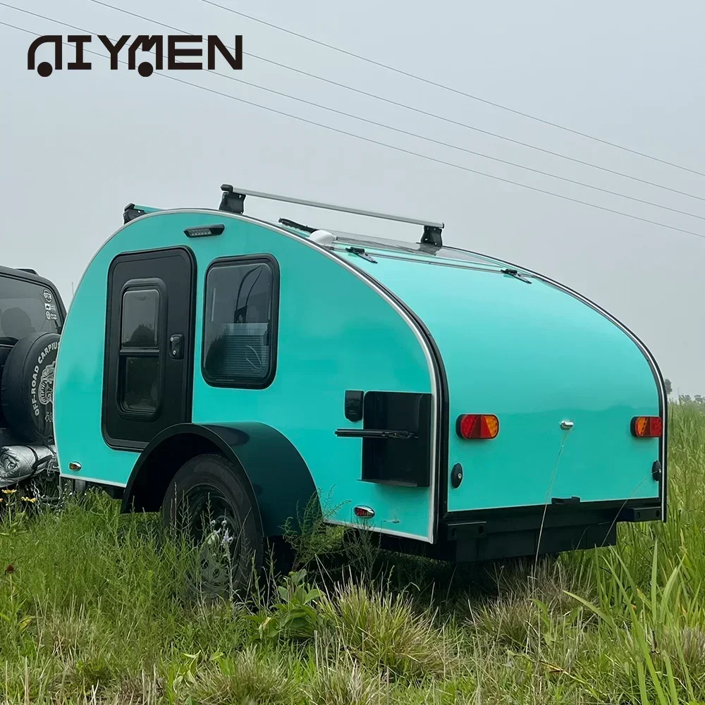 Factory Offroad Small Fiberglass Travel Trailer Teardrop Camper Airstream Travel Trailer Mini Caravana For Sale