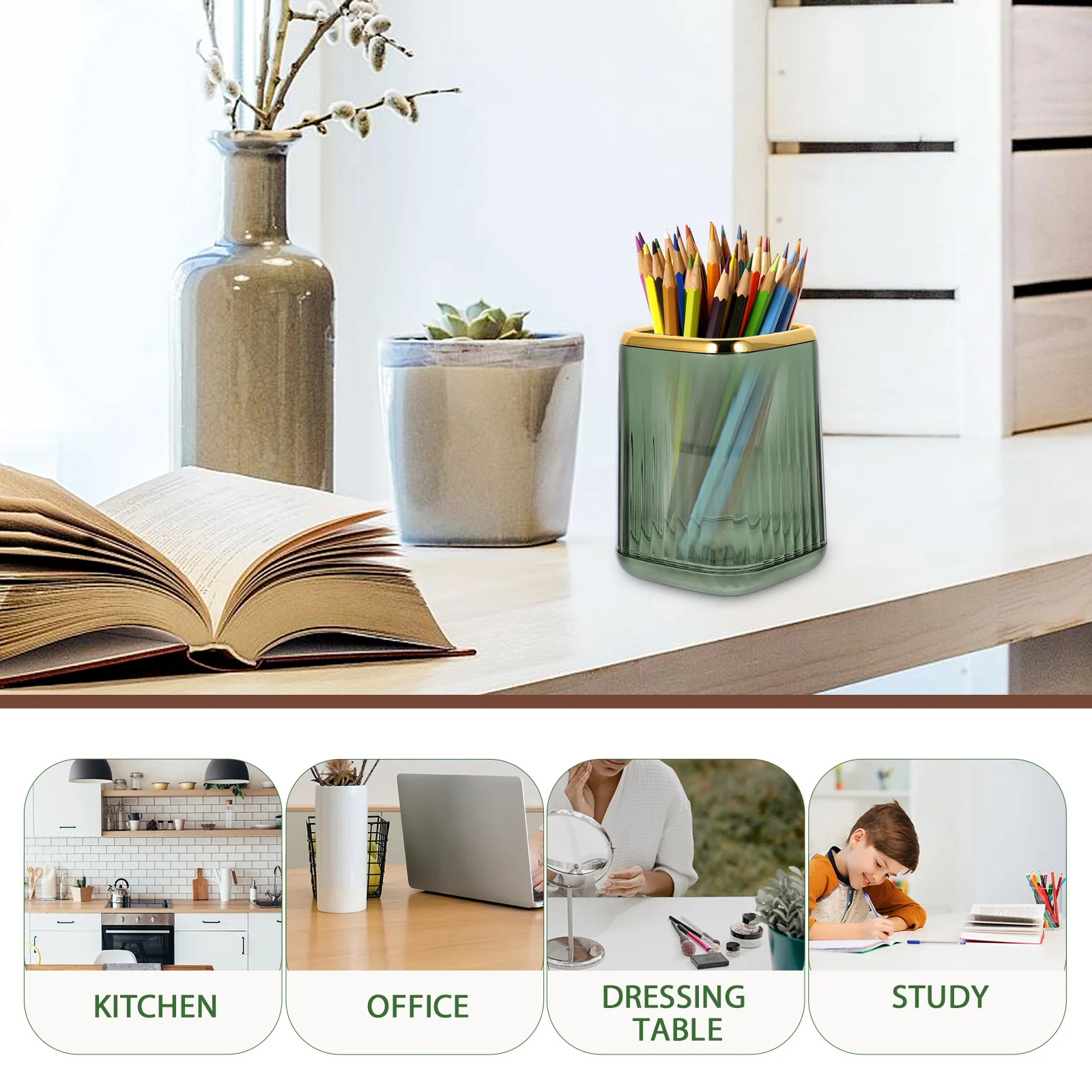 

Clear Makeup Brush Organizer Pen Cup Vanity Holder Desk Makeup Brush Storage Organizer Holder Pen Cup