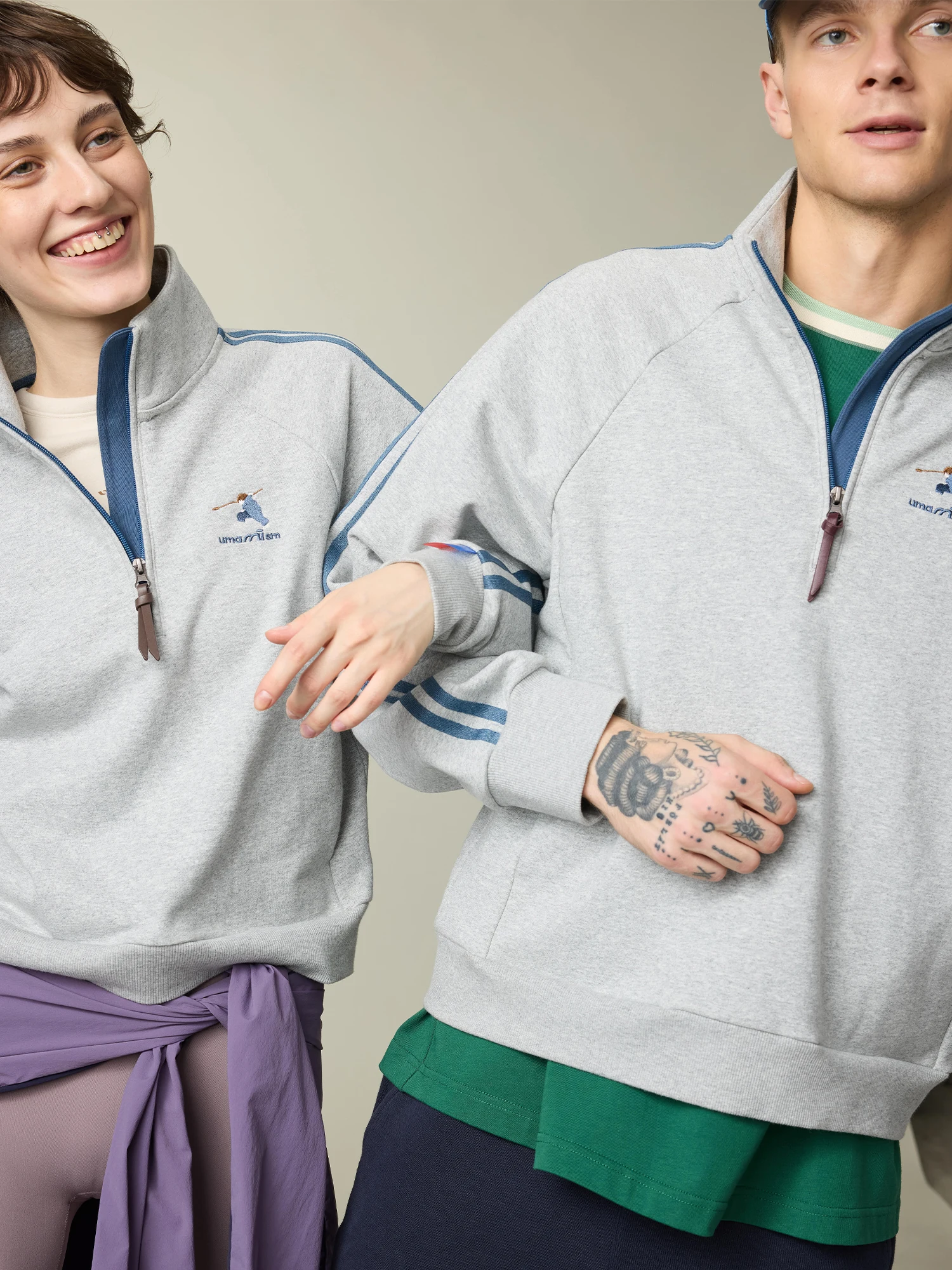 

UMISM Осенняя новинка: Американский утепленный свитшот-худи на молнии с воротником-стойкой для пар, унисекс