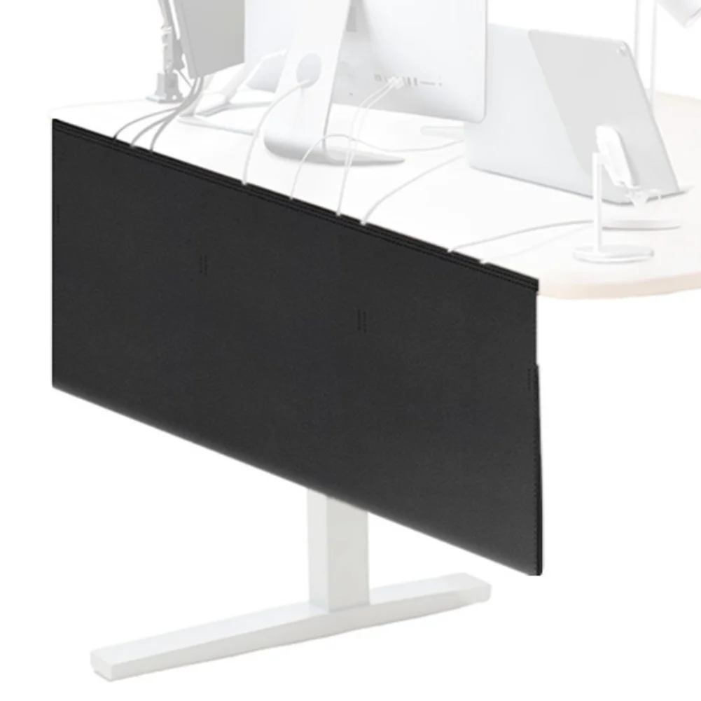 Under Desk Privacy Panel Self-Adhesive Desk Curtain Skirt Black With Wire Pocket For Cable Management Organizer Oxford Fabric