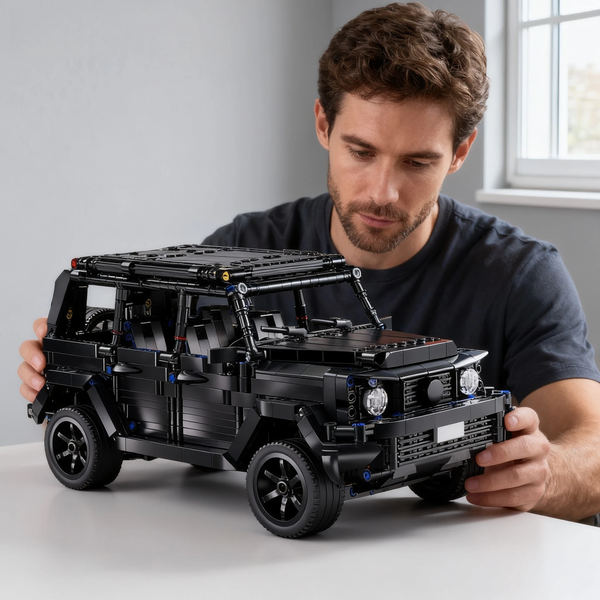 

Технически настраиваемый черный внедорожник 1:14, конструктор MOC, строительные блоки, игрушка-модель автомобиля, подарок для взрослых и детей