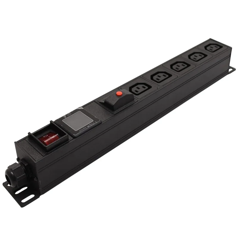 

PDU Power Strip Network Cabinet Rack 16A Electric 5 Unit C13 Outlet with switch Ammeter display SPD Socket