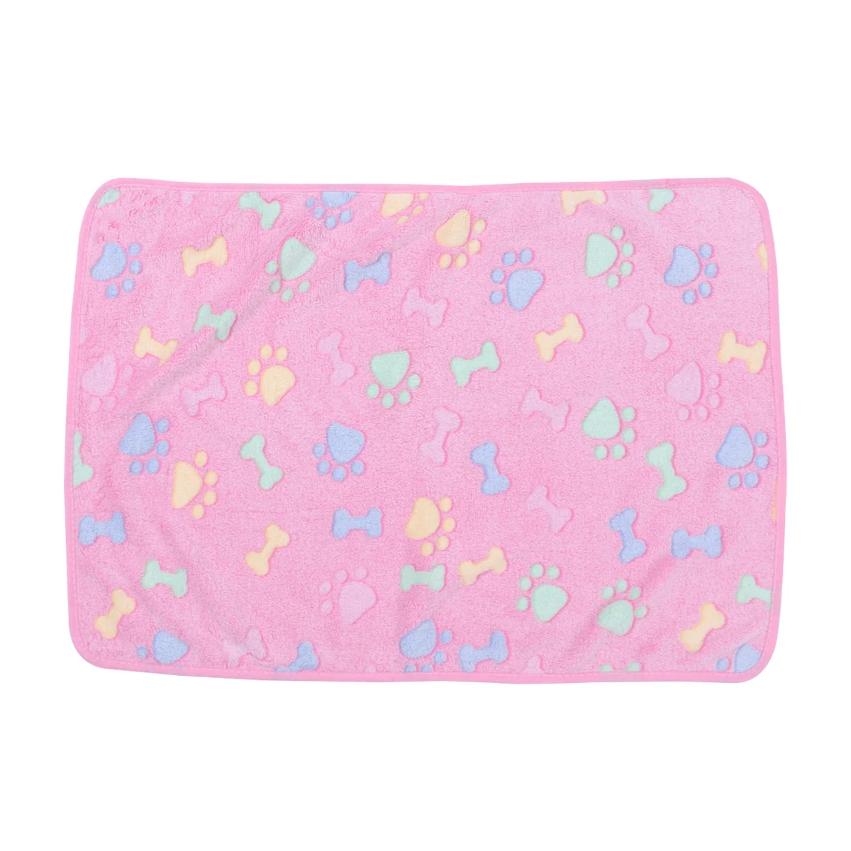 1Pcs Pet Carpet Coral Small Pink Bone Printed Dog Blanket Sleep Mat 104x76cm Cozy Warm Travel Bed