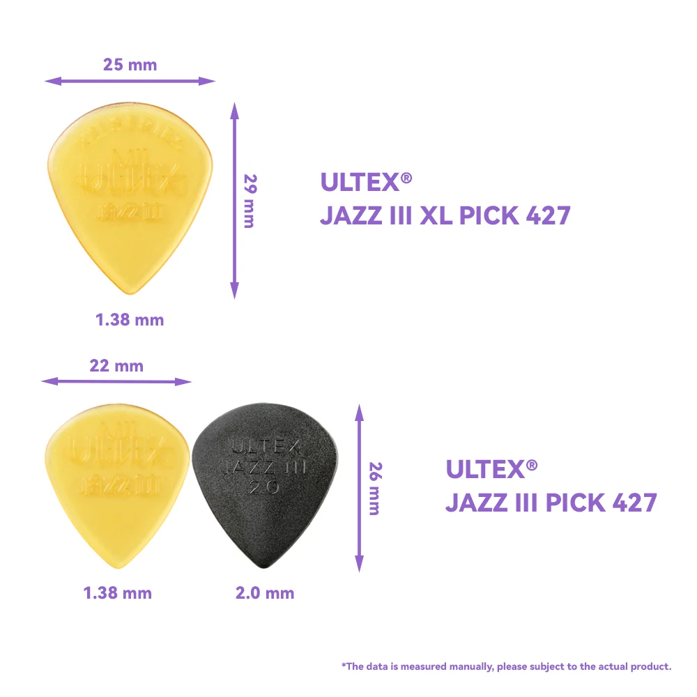 Dunlop Guitar Picks 427R ULTEX JAZZ III Pick 1.38/2.0 mm, USA Original Guitar Accessories