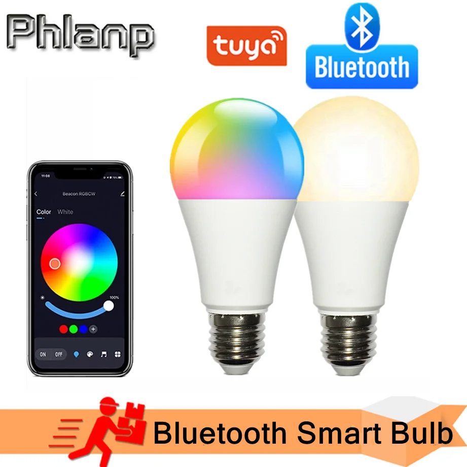 

Phlanp 15W LED E27 RGB Bluetooth Smart Light Bulb 110V 220V Wireless Tuya Smart Magic Colors Music Control For Home Hotel Bar