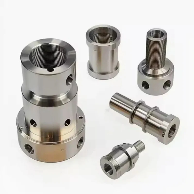 Development and Design of CNC Machining CNC Services  Stainless Steel Sleeve with Holes and Screw Connection Components