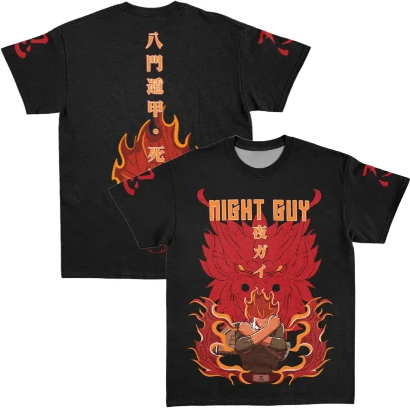 2026 New Naruto Might Guy Night Guy Short-Sleeve T-Shirt Eight Gates Formation Death Gate Double-Sided Print Unisex T-Shirt