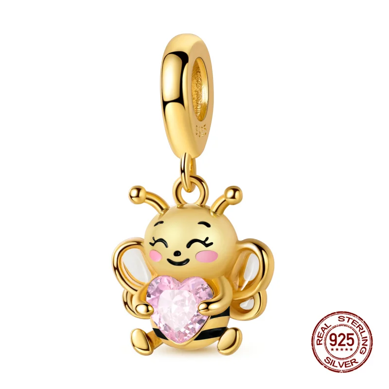 Original Goldene Gebäude und Sonne und Mond 925 Silber Charms Perlen passend für 3mm Original Armbänder Damen DIY Edelschmuck Geschenke