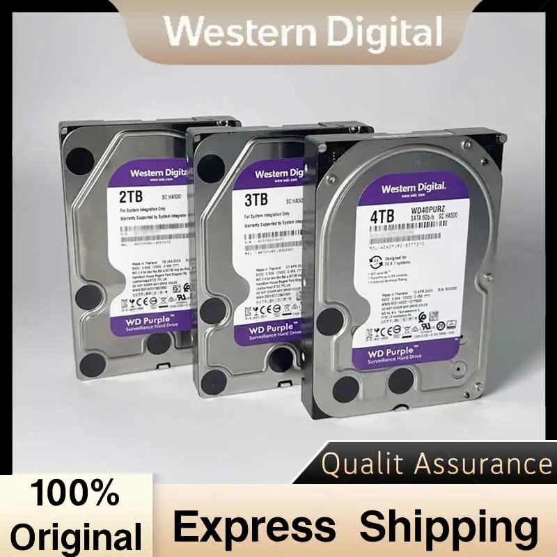 Disco Rígido Interno WD Purple 4TB 1TB 2TB 3TB 6TB para Vigilância 3.5" 64M Cache SATA III 6Gb/s HDD HD