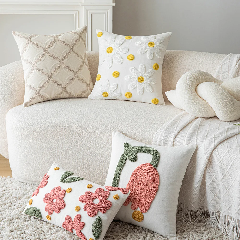 30x50/45x45cm Nordic Embroidery Pillow Cover Flower Cushion Cover Pillowcase Decorative for Sofa Office Home Decor