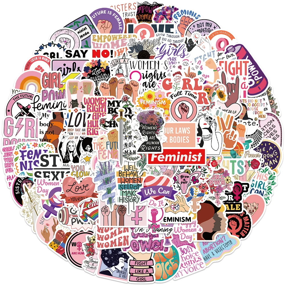 

50/100PCS Feminist Supporting Women Stickers Cartoon Graffiti Fridge Guitar Cup Laptop Motorcycle Waterproof Gift Sticker