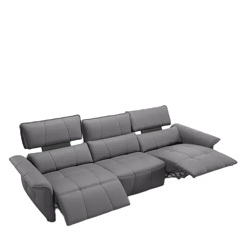 Italian minimalist electric leather sofa three adjustable straight row Italian zero wall lifting function sofa