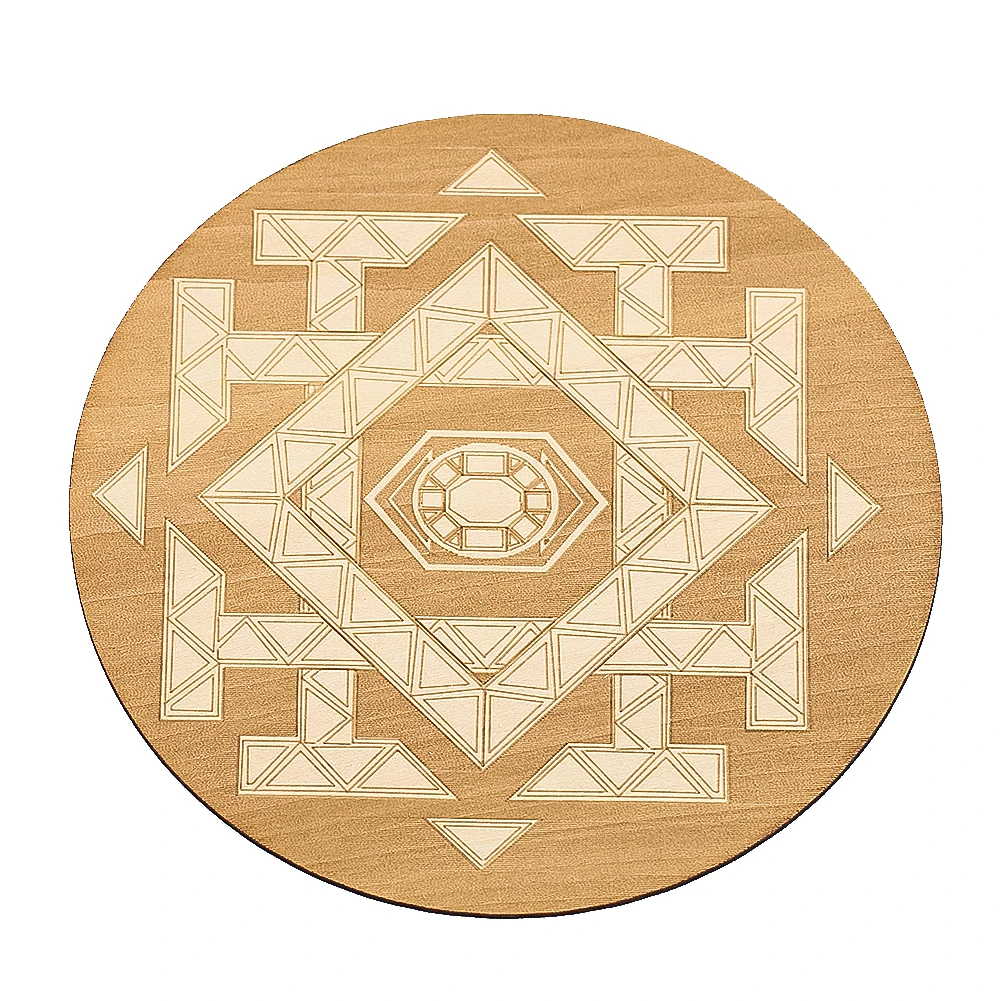 Sacred Geometry Wooden Board Metatrons Cube Plate Crystal Grid Display Base Spiritual Yoga Meditation Witchcraft Home Decor