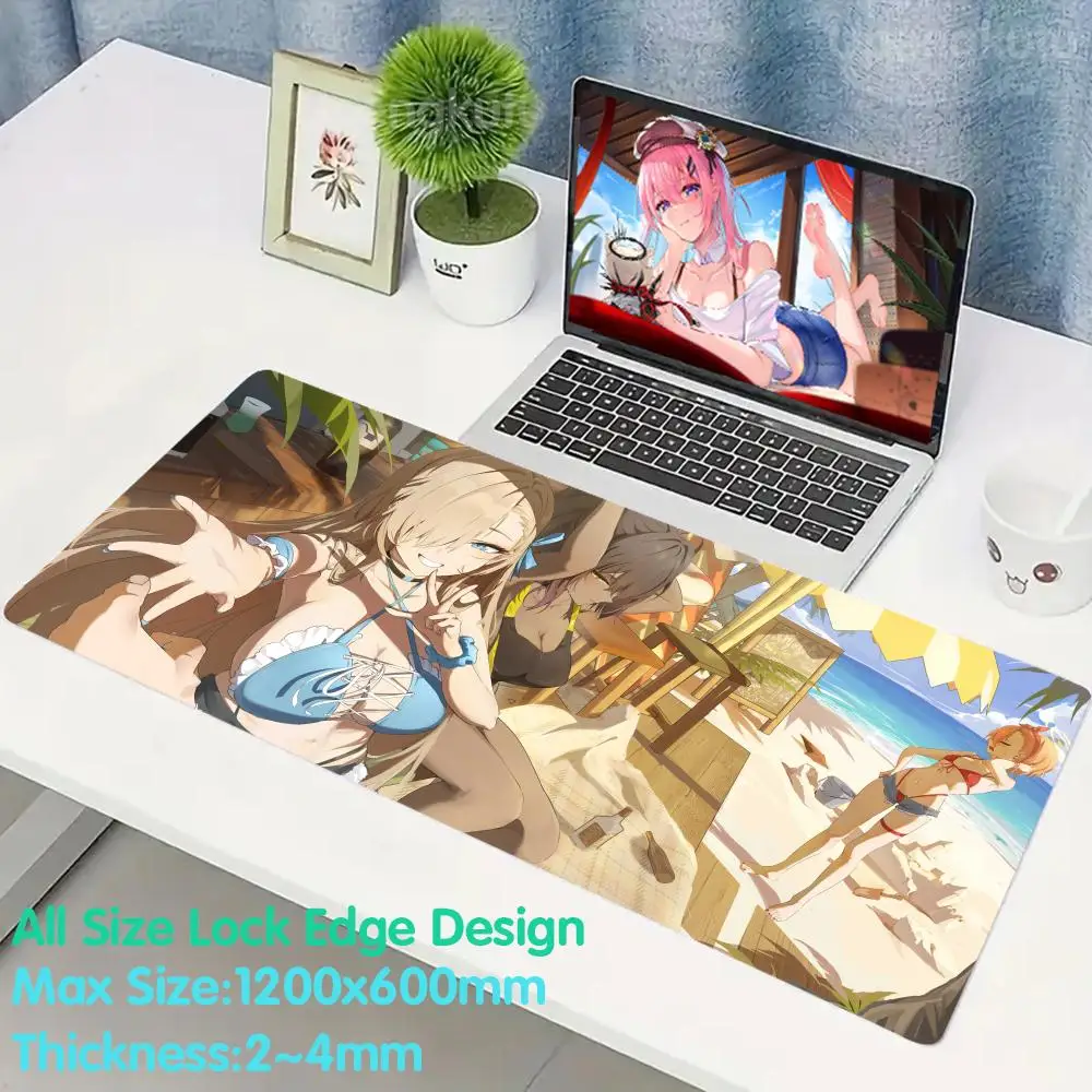 B_blue A_archive Asuna Mouse Pad Rubber Mouse Large Gaming Mouse Pad Pad Anime 4mm Super Big Large Edge Desk  Hentai Desk Mat