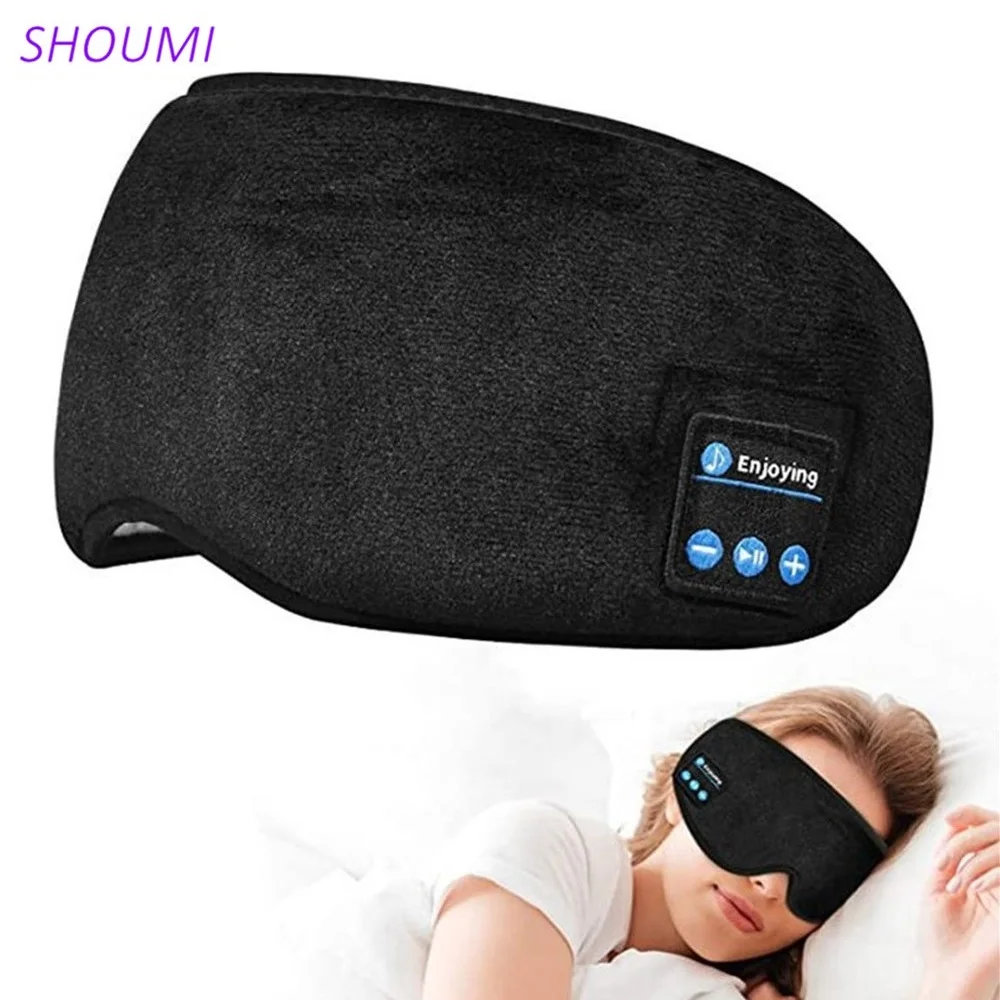 Shoumi Wireless Earphones Eye Mask Bluetooth Music Sleeping Earpiece Bluetooth Headphone Sleep Eyes Mask for Side Sleeper Helmet