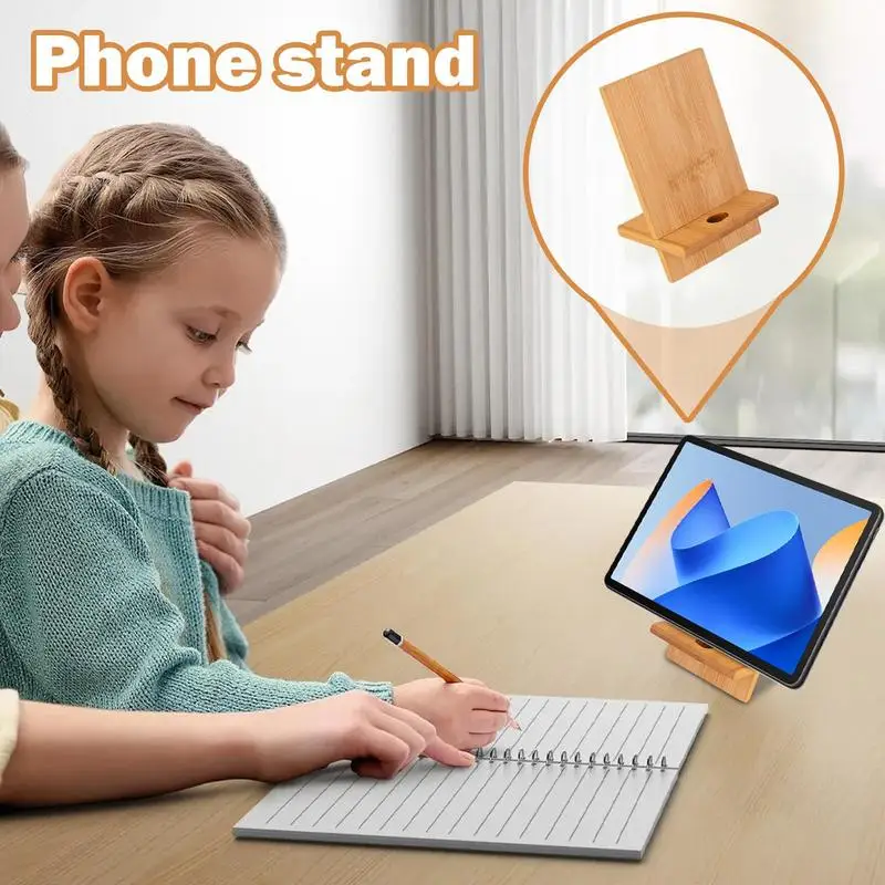 Wood Phone Stand Desk Phone Stand Holders Detachable Mobile Phone Holder With Charging Hole Desktop Organizer For Desk Space