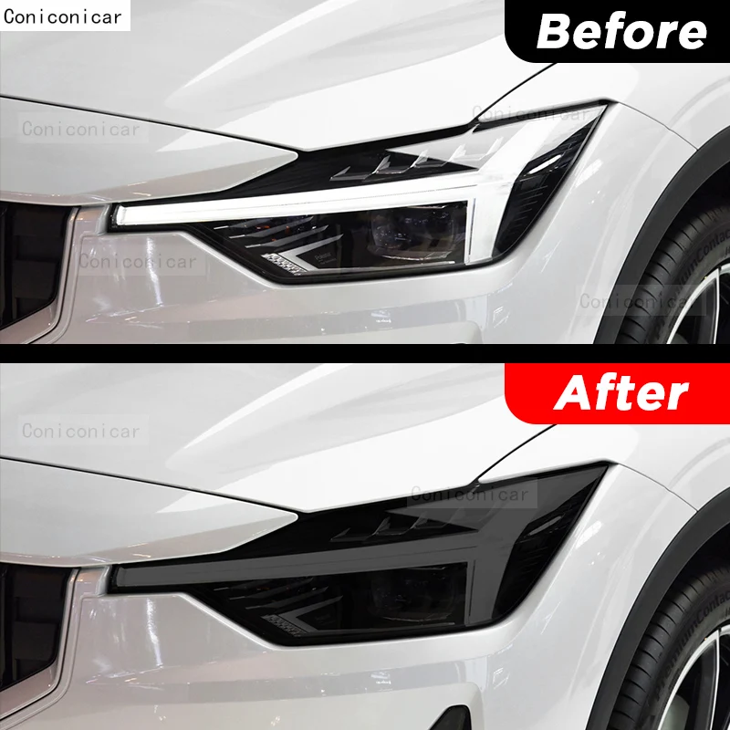 For POLESTAR 2 2021-2024 Car Exterior Headlight Anti-scratch Front Lamp Tint TPU Protective Film Cover Repair Accessories