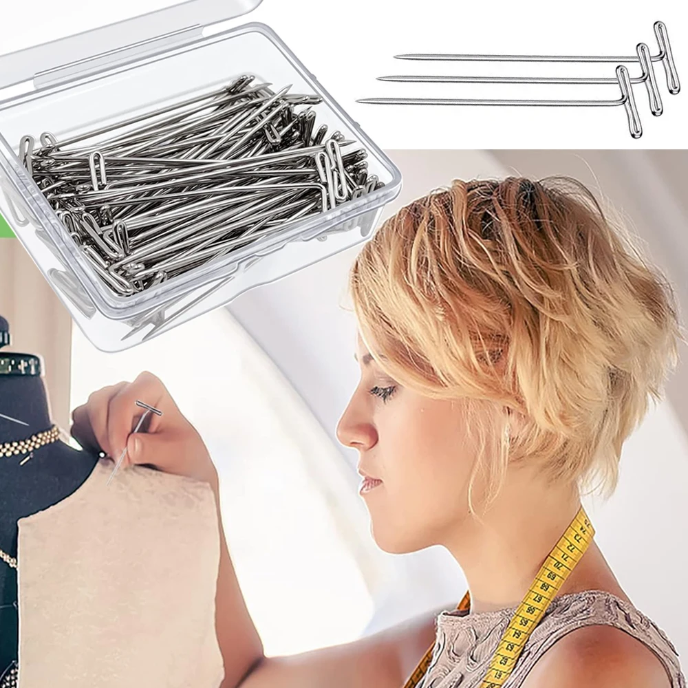 

100 Pcs T Pins, Sewing Pins for Blocking Knitting, Modelling, Wig Making and Crafts, Straight Pins T-Pins Stainless Steel