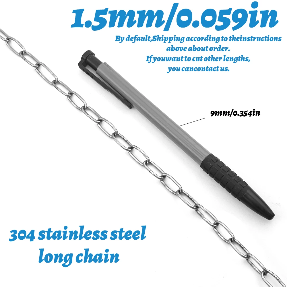 304 Edelstahlkette, 1–5 m, geschweißte, rostfreie Metallkette zum Aufhängen von Schaukeln, Haustierleine, Wäscheleine, Geländer, DIY-Projekten