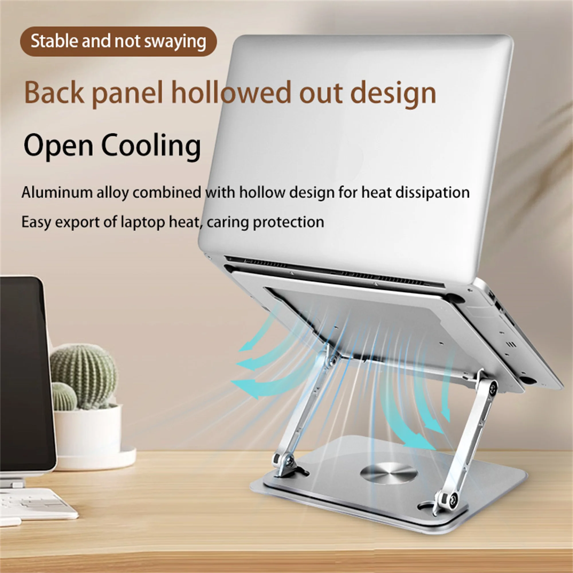 360° Rotatable Laptop Tablet Holder Aluminum Alloy Desktop Stand Hollow Out Heat Dissipation For Macbook 10-16 inch Laptop Mount