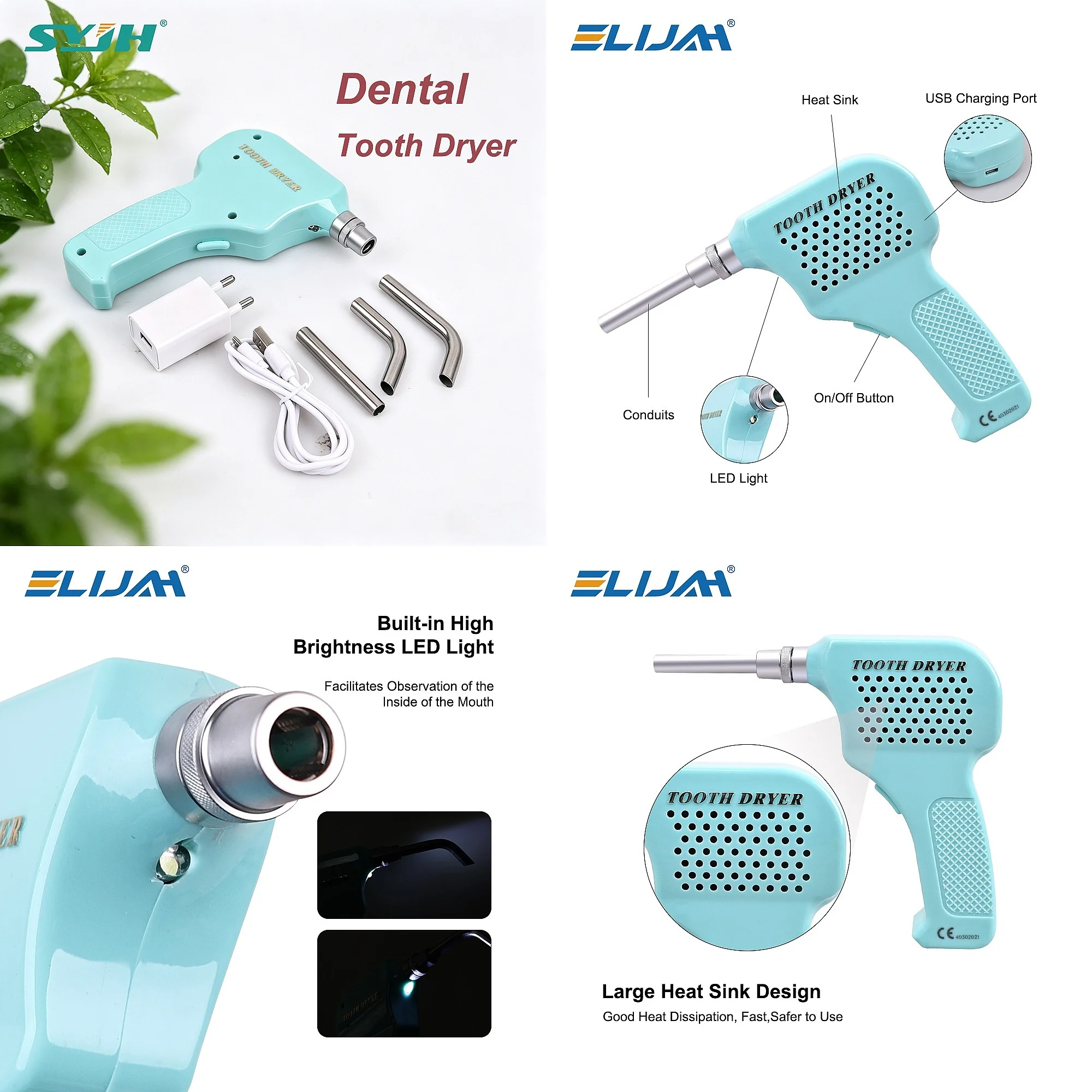 Dentals Tooth Dryer 134℃ Sterilization Air Drying USB Charged Dentistry Orthodontic Lab Equipment Tool
