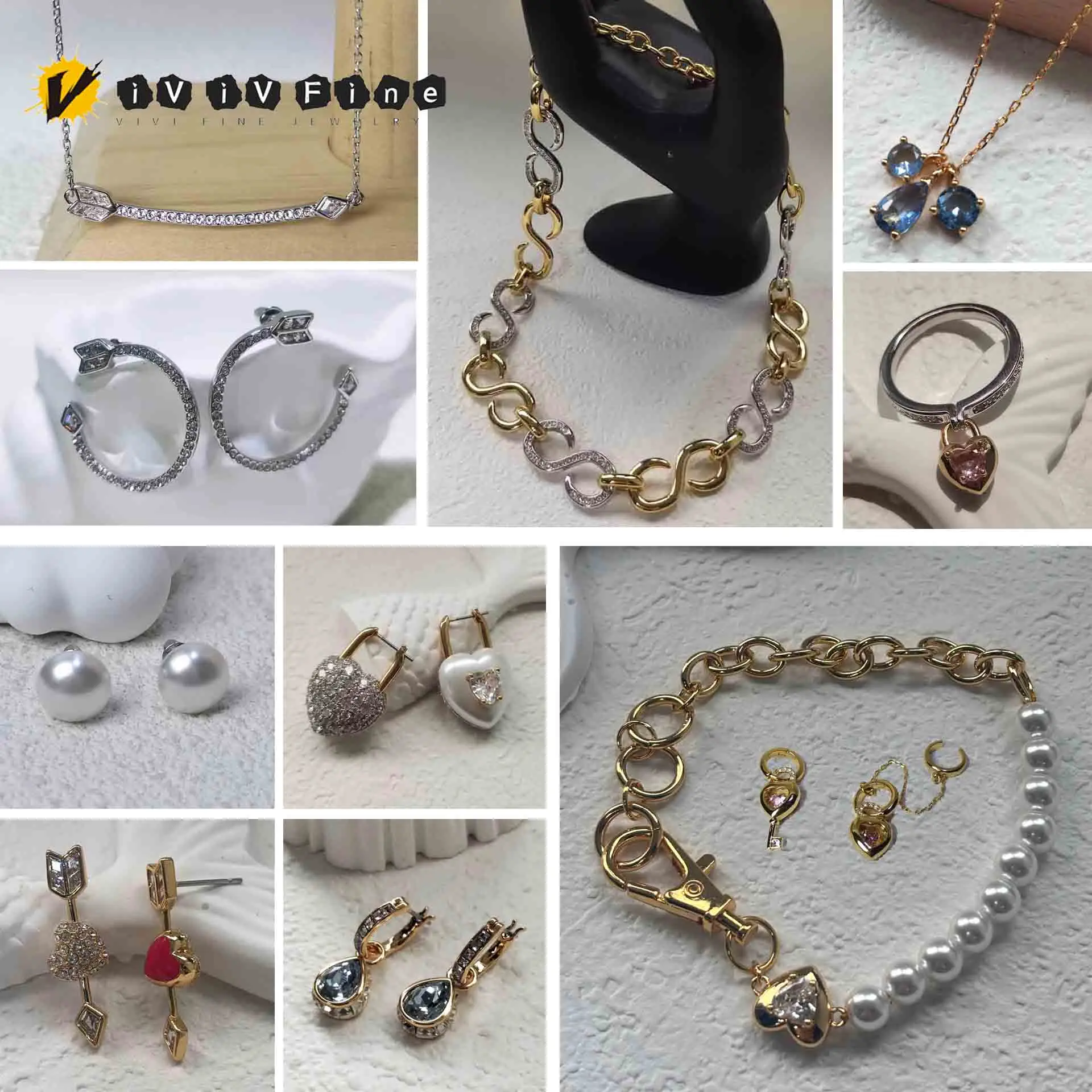 Nouveauté 2026 : Parures de bijoux tendance Série Flèche – Boucles d'oreilles, bracelet, bague, collier cœur en perles – Charmantes pour femme, cadeaux romantiques
