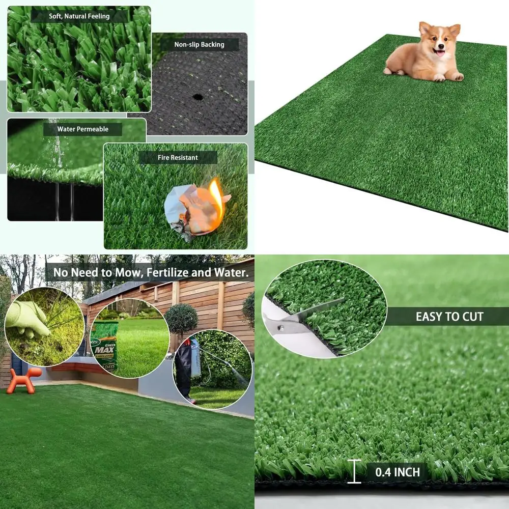 

13' x 20' Synthetic Turf Mat with Drainage Holes for Indoor/Outdoor Use - Ideal for Lawns, Balconies, and Entryways