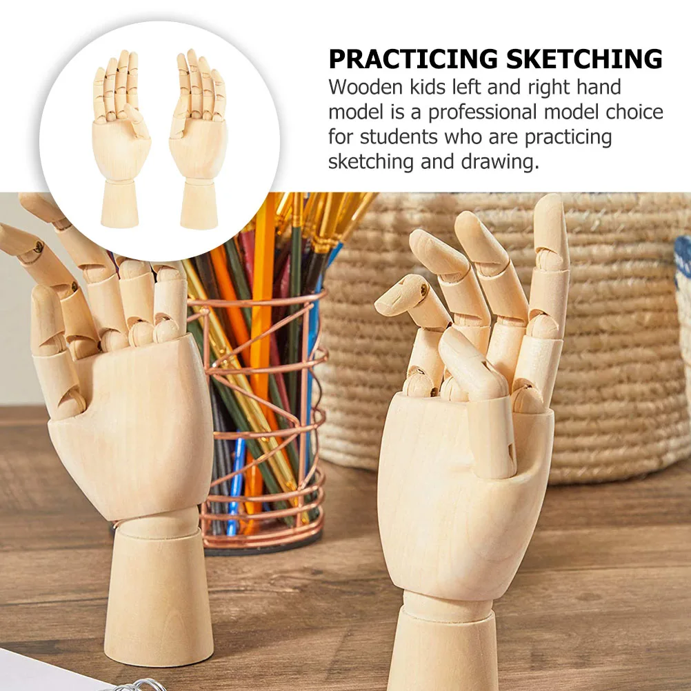 

2pcs Wooden Hand Model Jointed Sketch for Drawing Practice Desktop Ornament Craft GiftWooden Joints Hand