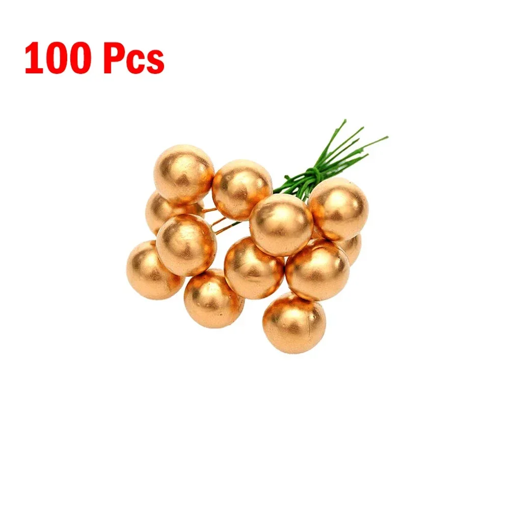 Make Your Xmas Decorations Shine with 100 Artificial Holly Berry Wreath Decorations Red Gold Silver and Orange