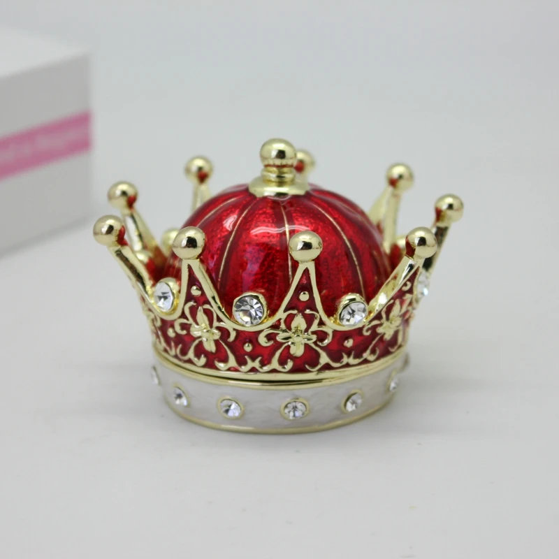 

SHINNYGIFTS New Style Hand Enameled Crown Trinket Box Wedding Favor Gift Box Jewelry Gift Boxes