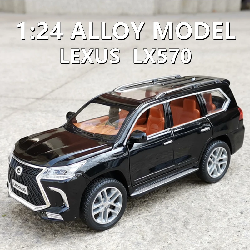 

New 1:24 LEXUS LX570 SUV Alloy Car Model Diecasts Metal Car Model High Simulation Sound and light Collection Toy Gift