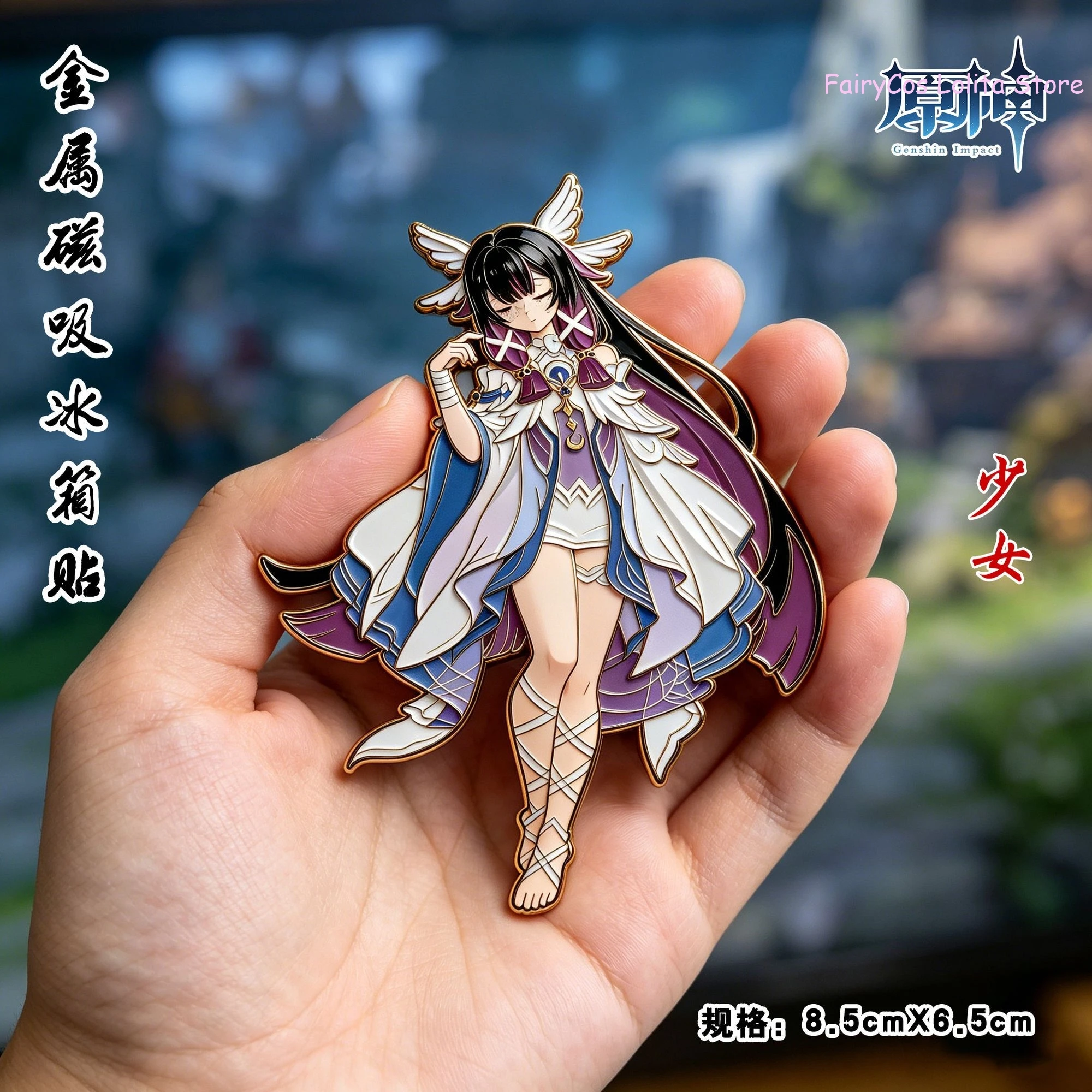 Aimant de réfrigérateur en métal Anime Genshin Impact Columbina Hyposelenia Damselette, autocollant à ventouse pour porte de réfrigérateur, cadeau de collection