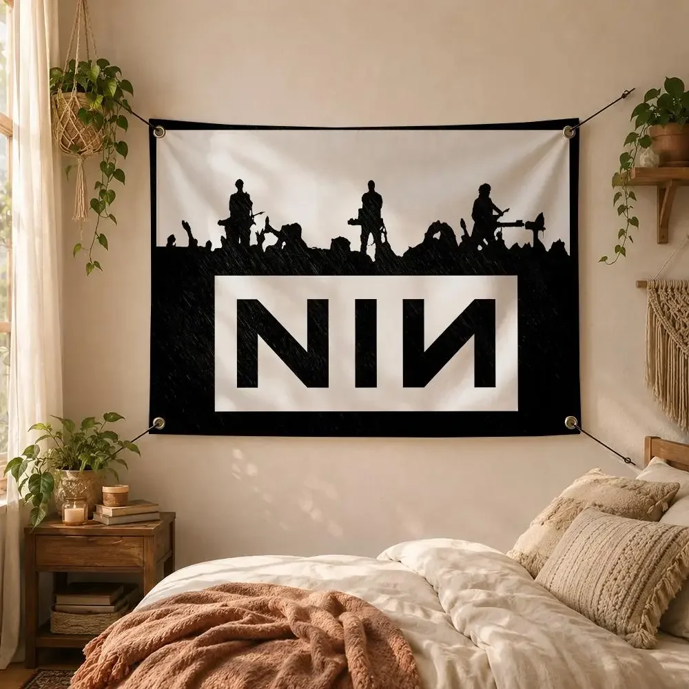 Band Industrial Rock Nine Inch Nails Flags Decorative Flag Banner for Outdoor Garden Yard Camping Party Home Wall Hanging Decor