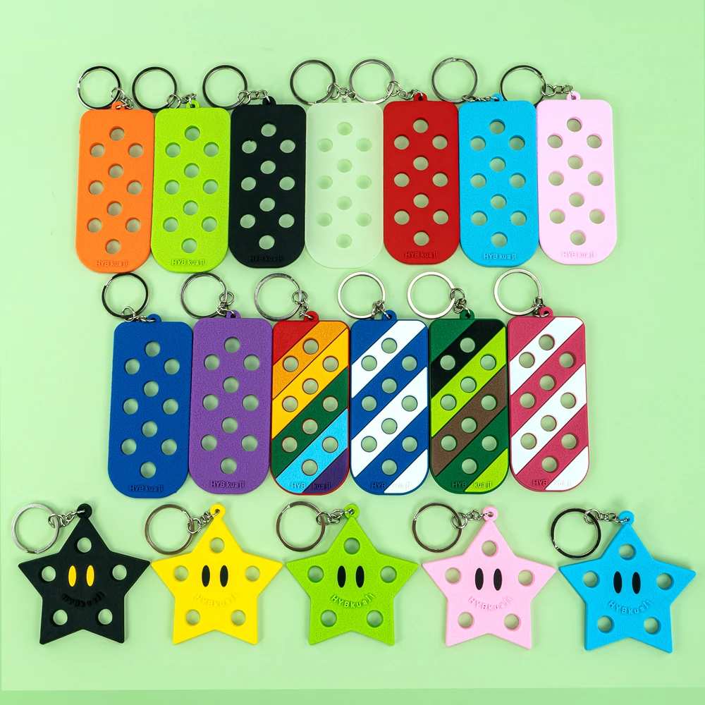 1PCS Keychain Board Accessory Star Keychain Key Plate fit Metal Letter Croc Shoe Charms Cute Handbag Pendant Friends Gift