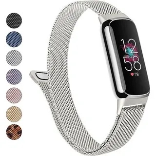 Metal Band for Fitbit Luxe Stainless Steel Mesh Loop Adjustable Magnetic Wristband Replacement Strap Compatible