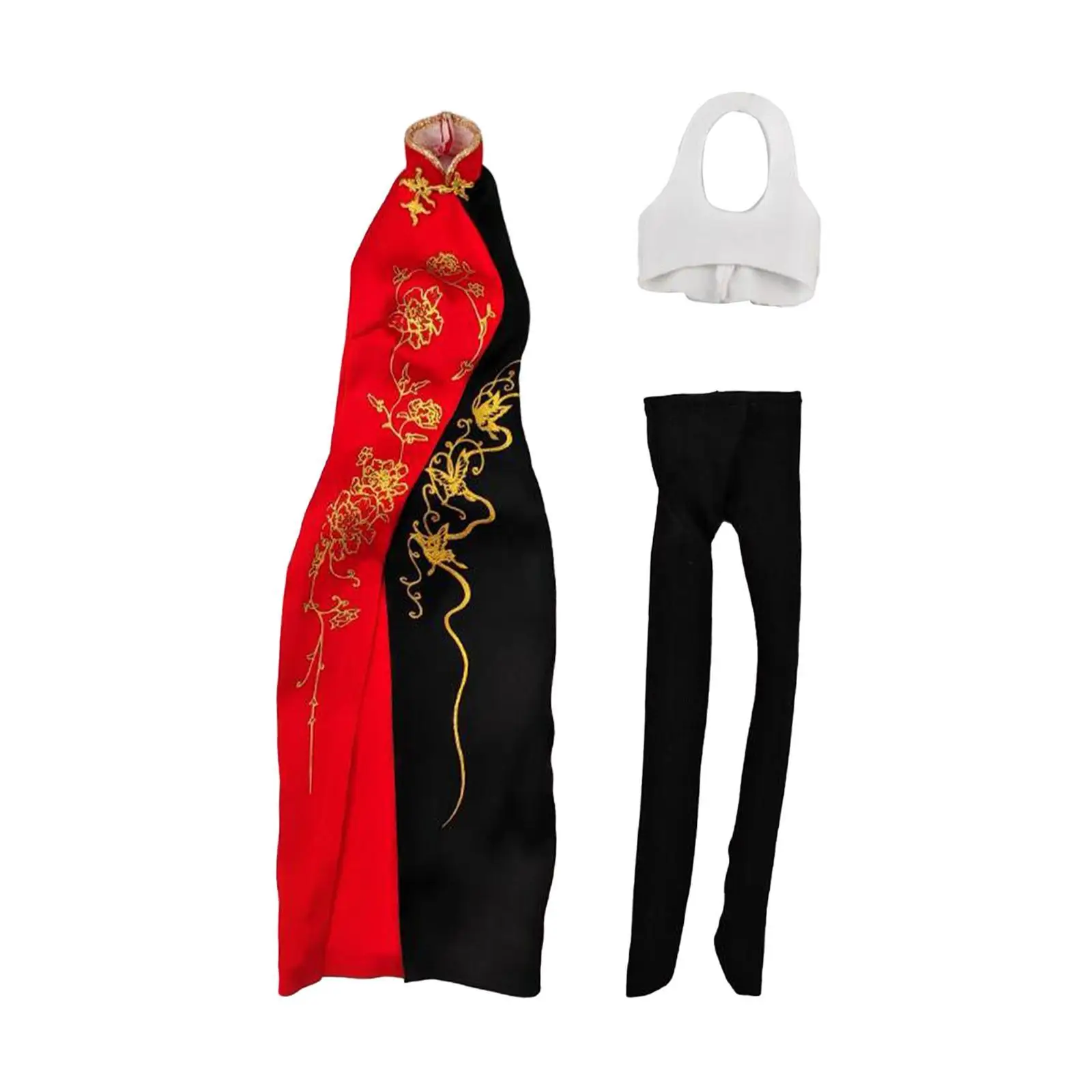 1/6 Scale Female Cheongsam Easy to Use Mini Dress Doll Clothes for Decorative Dolls Costume Accessory